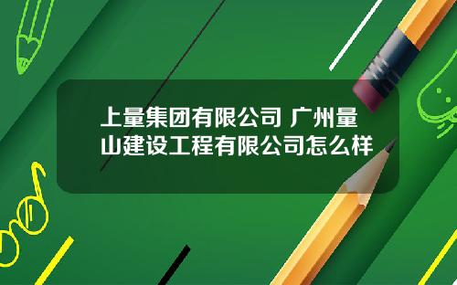 上量集团有限公司 广州量山建设工程有限公司怎么样