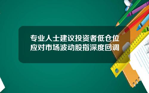 专业人士建议投资者低仓位应对市场波动股指深度回调
