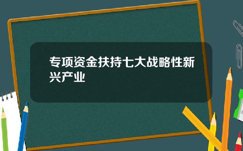 专项资金扶持七大战略性新兴产业