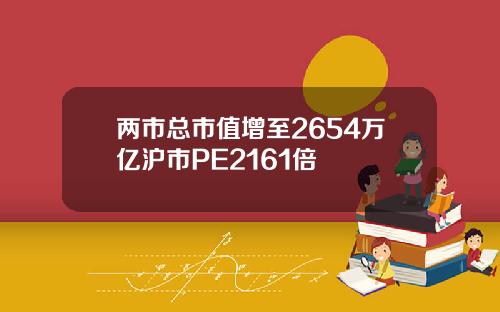 两市总市值增至2654万亿沪市PE2161倍