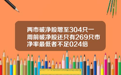 两市破净股增至304只一周前破净股还只有269只市净率最低者不足024倍