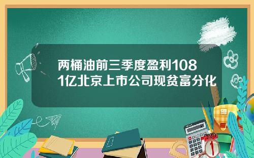 两桶油前三季度盈利1081亿北京上市公司现贫富分化
