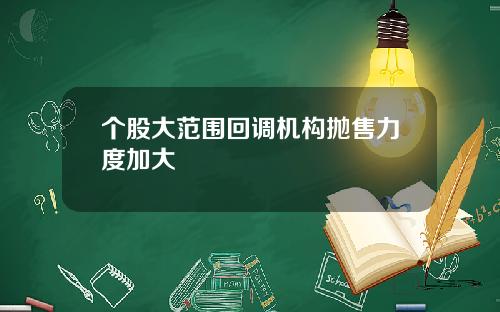 个股大范围回调机构抛售力度加大