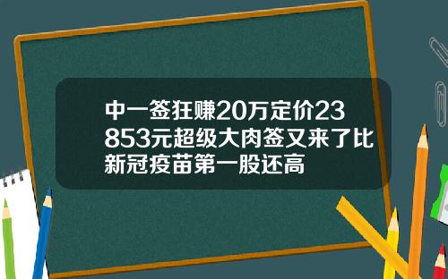 中一签狂赚20万定价23853元超级大肉签又来了比新冠疫苗第一股还高