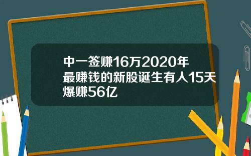 中一签赚16万2020年最赚钱的新股诞生有人15天爆赚56亿