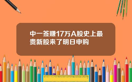 中一签赚17万A股史上最贵新股来了明日申购