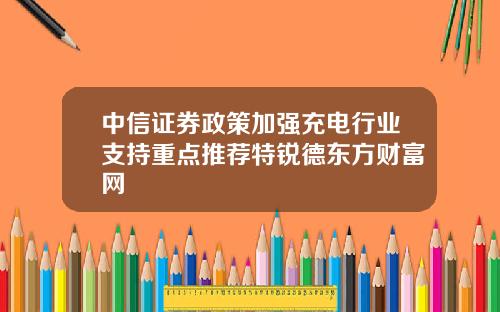 中信证券政策加强充电行业支持重点推荐特锐德东方财富网