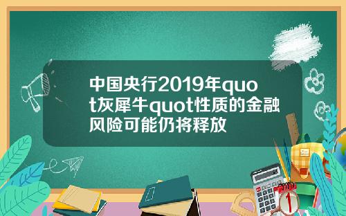 中国央行2019年quot灰犀牛quot性质的金融风险可能仍将释放