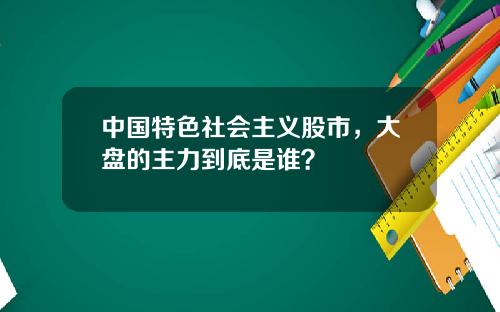 中国特色社会主义股市，大盘的主力到底是谁？