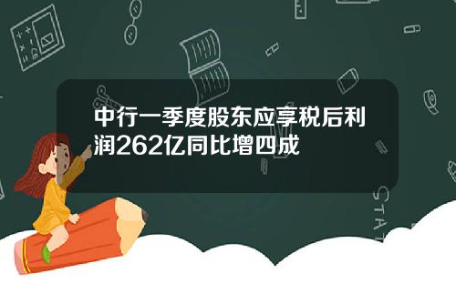 中行一季度股东应享税后利润262亿同比增四成