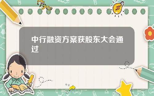 中行融资方案获股东大会通过