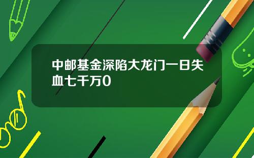 中邮基金深陷大龙门一日失血七千万0