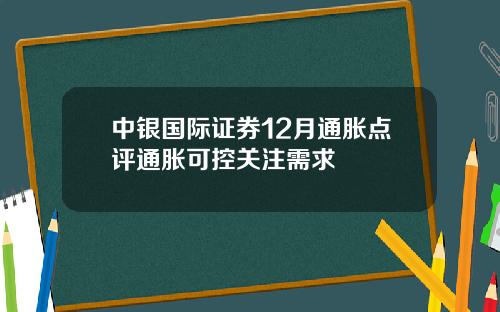 中银国际证券12月通胀点评通胀可控关注需求
