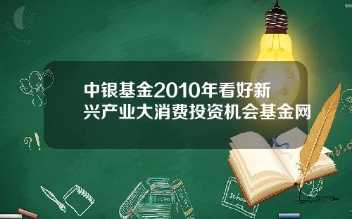 中银基金2010年看好新兴产业大消费投资机会基金网