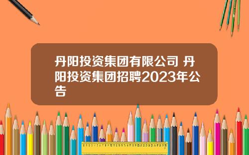 丹阳投资集团有限公司 丹阳投资集团招聘2023年公告