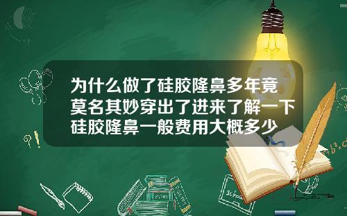 为什么做了硅胶隆鼻多年竟莫名其妙穿出了进来了解一下硅胶隆鼻一般费用大概多少