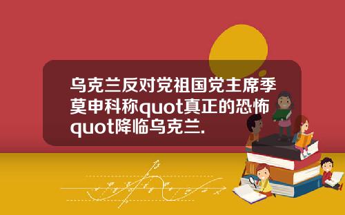 乌克兰反对党祖国党主席季莫申科称quot真正的恐怖quot降临乌克兰.