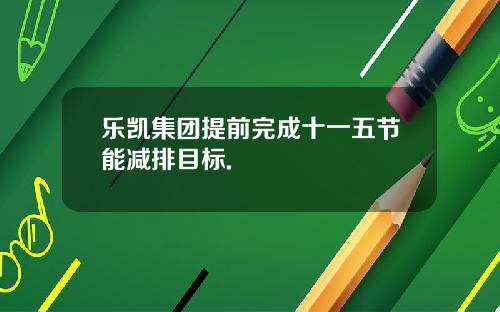乐凯集团提前完成十一五节能减排目标.