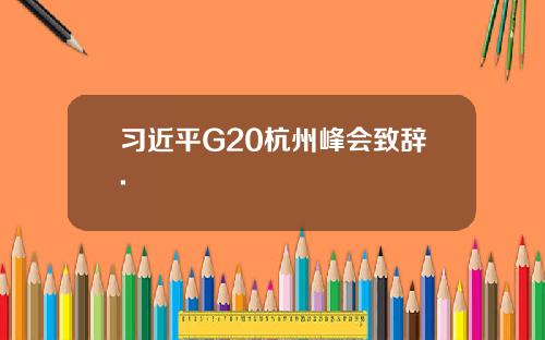 习近平G20杭州峰会致辞.