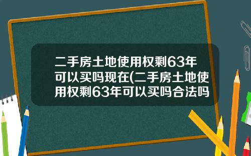 二手房土地使用权剩63年可以买吗现在(二手房土地使用权剩63年可以买吗合法吗)_1