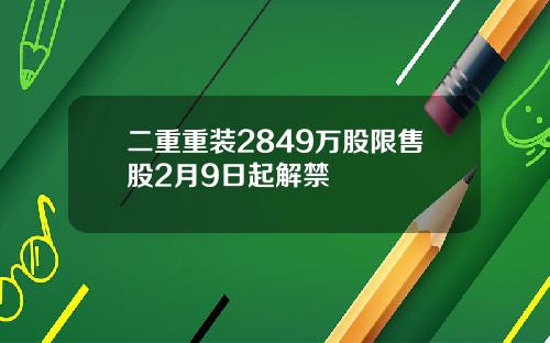 二重重装2849万股限售股2月9日起解禁
