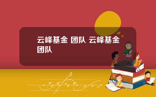 云峰基金 团队 云峰基金团队