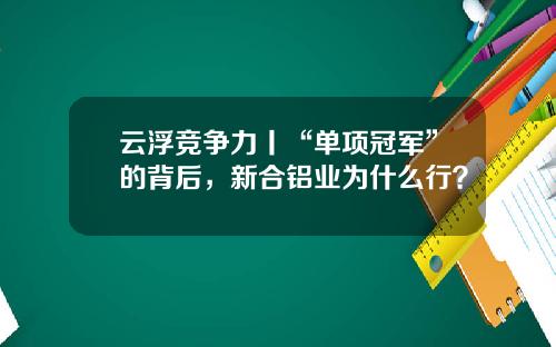 云浮竞争力丨“单项冠军”的背后，新合铝业为什么行？