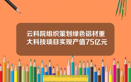 云科院组织策划绿色铝材重大科技项目实现产值75亿元