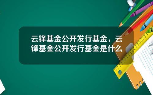 云锋基金公开发行基金，云锋基金公开发行基金是什么