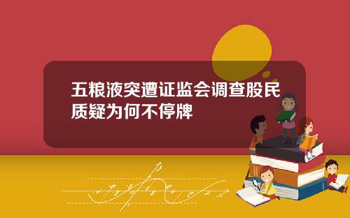 五粮液突遭证监会调查股民质疑为何不停牌