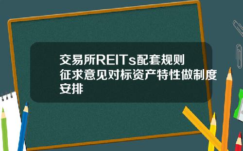 交易所REITs配套规则征求意见对标资产特性做制度安排