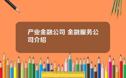 产业金融公司 金融服务公司介绍