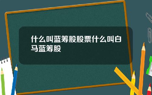 什么叫蓝筹股股票什么叫白马蓝筹股