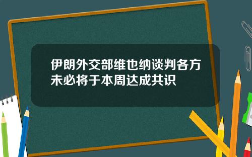 伊朗外交部维也纳谈判各方未必将于本周达成共识