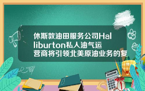 休斯敦油田服务公司Halliburton私人油气运营商将引领北美原油业务的复苏