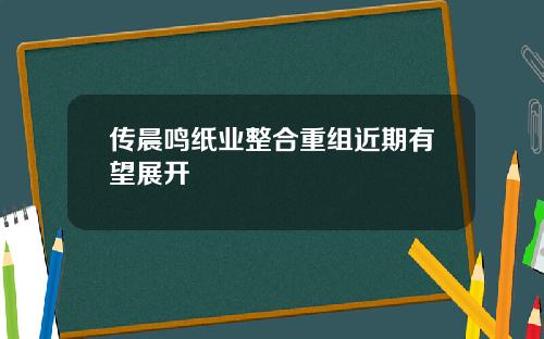 传晨鸣纸业整合重组近期有望展开