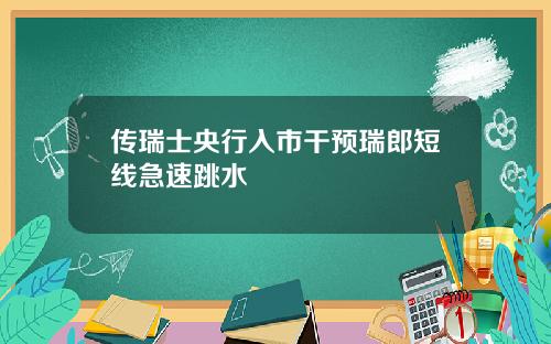 传瑞士央行入市干预瑞郎短线急速跳水