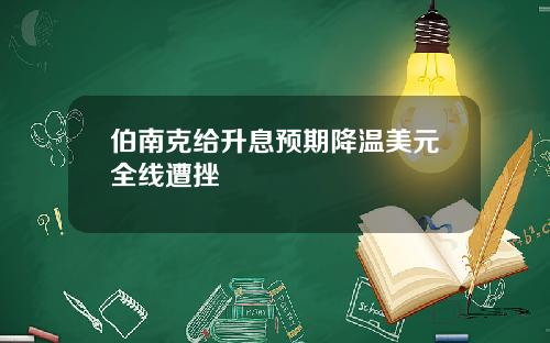 伯南克给升息预期降温美元全线遭挫