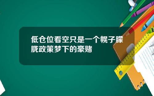 低仓位看空只是一个幌子朦胧政策梦下的豪赌