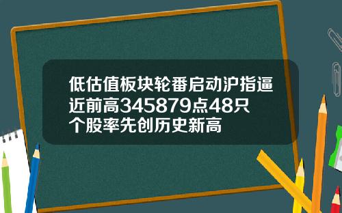 低估值板块轮番启动沪指逼近前高345879点48只个股率先创历史新高