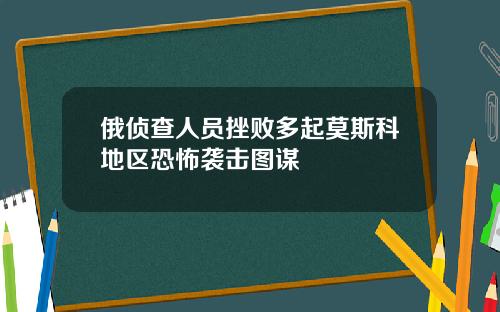俄侦查人员挫败多起莫斯科地区恐怖袭击图谋