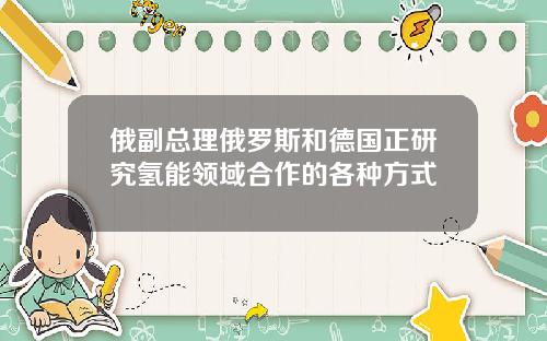 俄副总理俄罗斯和德国正研究氢能领域合作的各种方式