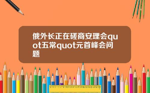 俄外长正在磋商安理会quot五常quot元首峰会问题