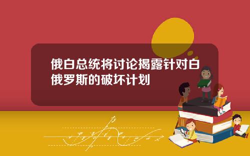 俄白总统将讨论揭露针对白俄罗斯的破坏计划
