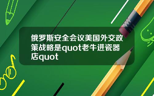 俄罗斯安全会议美国外交政策战略是quot老牛进瓷器店quot
