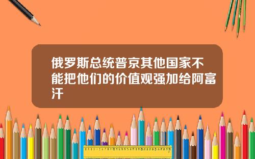 俄罗斯总统普京其他国家不能把他们的价值观强加给阿富汗