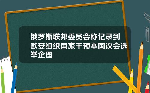 俄罗斯联邦委员会称记录到欧安组织国家干预本国议会选举企图