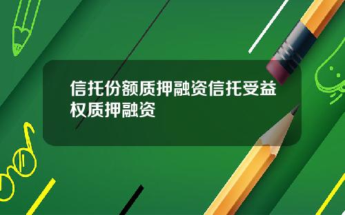 信托份额质押融资信托受益权质押融资