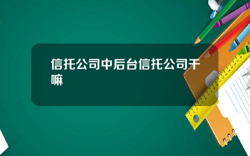 信托公司中后台信托公司干嘛