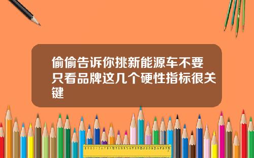 偷偷告诉你挑新能源车不要只看品牌这几个硬性指标很关键